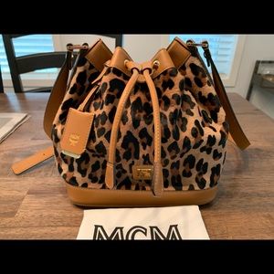 Authentic MCM calf hair bucket bag